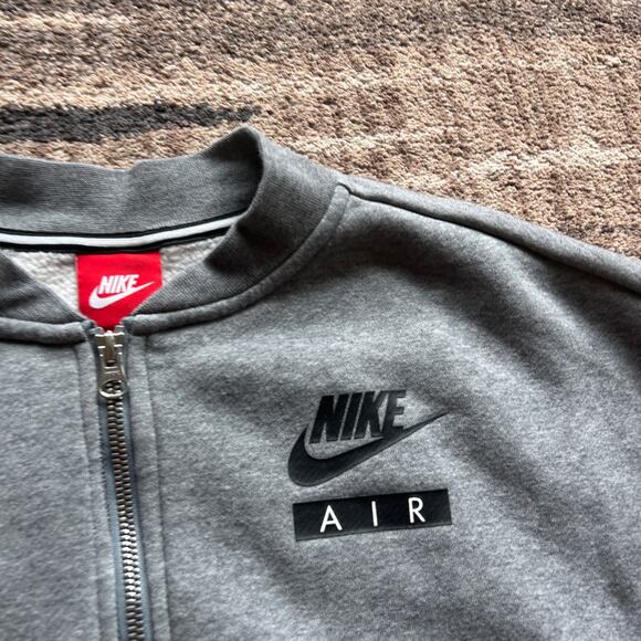 Women's Nike Air Heather Grey Zip Up Bomber Fleece Sweatshirt Jacket Sz Small S - Picture 6 of 6